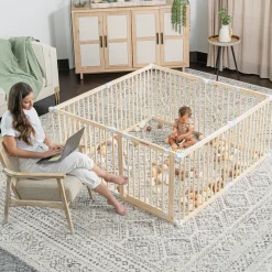 Baby Gate Playpen - Foldable with Child-Proof Lock