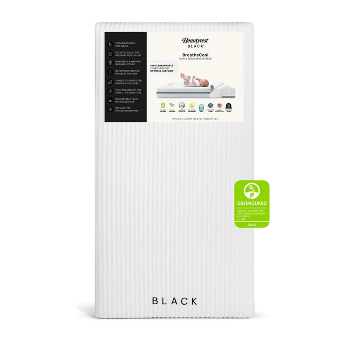 Beautyrest Black BreatheCool 2-Stage Crib and Toddler Mattress