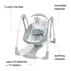 ConvertMe 2-in-1 Compact Portable Swing and Infant Seat
