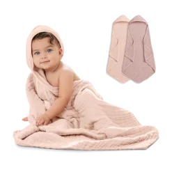 Cotton Muslin Hooded Baby Towel (2 Pack)