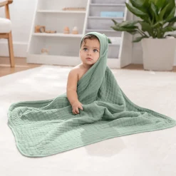 Cotton Muslin Hooded Baby Towel (2 Pack)