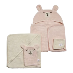 Cozy Critter Organic Cotton Bath Time 4-Piece Set