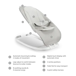 Electric Digital Touch Display & Soothing Sounds Bouncer and Rocker
