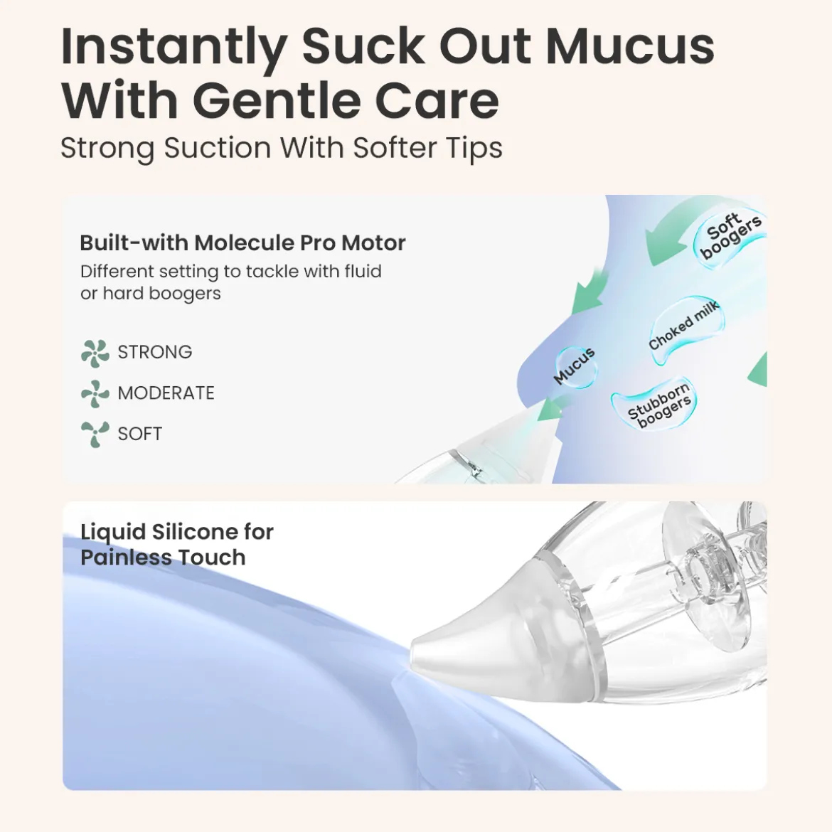 Electric Nasal Aspirator with 3 Silicone Tips