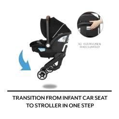 Gold Shyft DualRide Infant Car Seat Stroller Combo w Carryall Storage & Extended Canopy