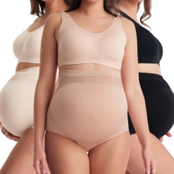 High-Waisted Pregnancy Seamless Soft Belly Support Panties (3 Pack)