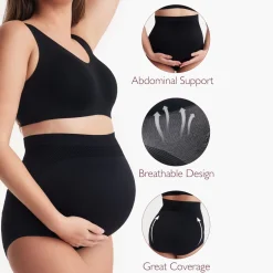 High-Waisted Pregnancy Seamless Soft Belly Support Panties (3 Pack)