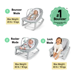 Ingenuity Keep Cozy 3-in-1 Grow with Me Baby Bouncer, Rocker & Toddler Seat
