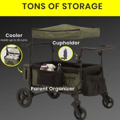 Jeep Deluxe Wrangler Wagon Stroller with Cooler Bag & Parent Organizer