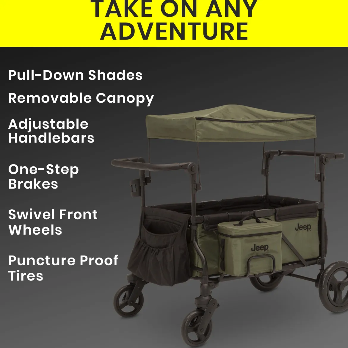 Jeep Deluxe Wrangler Wagon Stroller with Cooler Bag & Parent Organizer