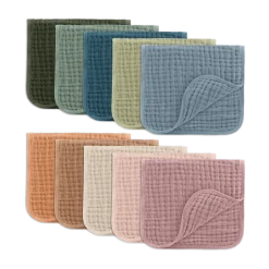 6-Layer Muslin Burp Cloths Set (10 Pack)