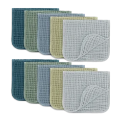 6-Layer Muslin Burp Cloths Set (10 Pack)