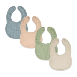 Muslin Bibs with Adjustable Snaps (4 Pack)