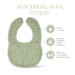 Muslin Bibs with Adjustable Snaps (4 Pack)