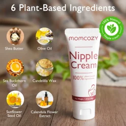 100% Natural Nipple Cream, Vegan Lanolin-free Nipple Butter