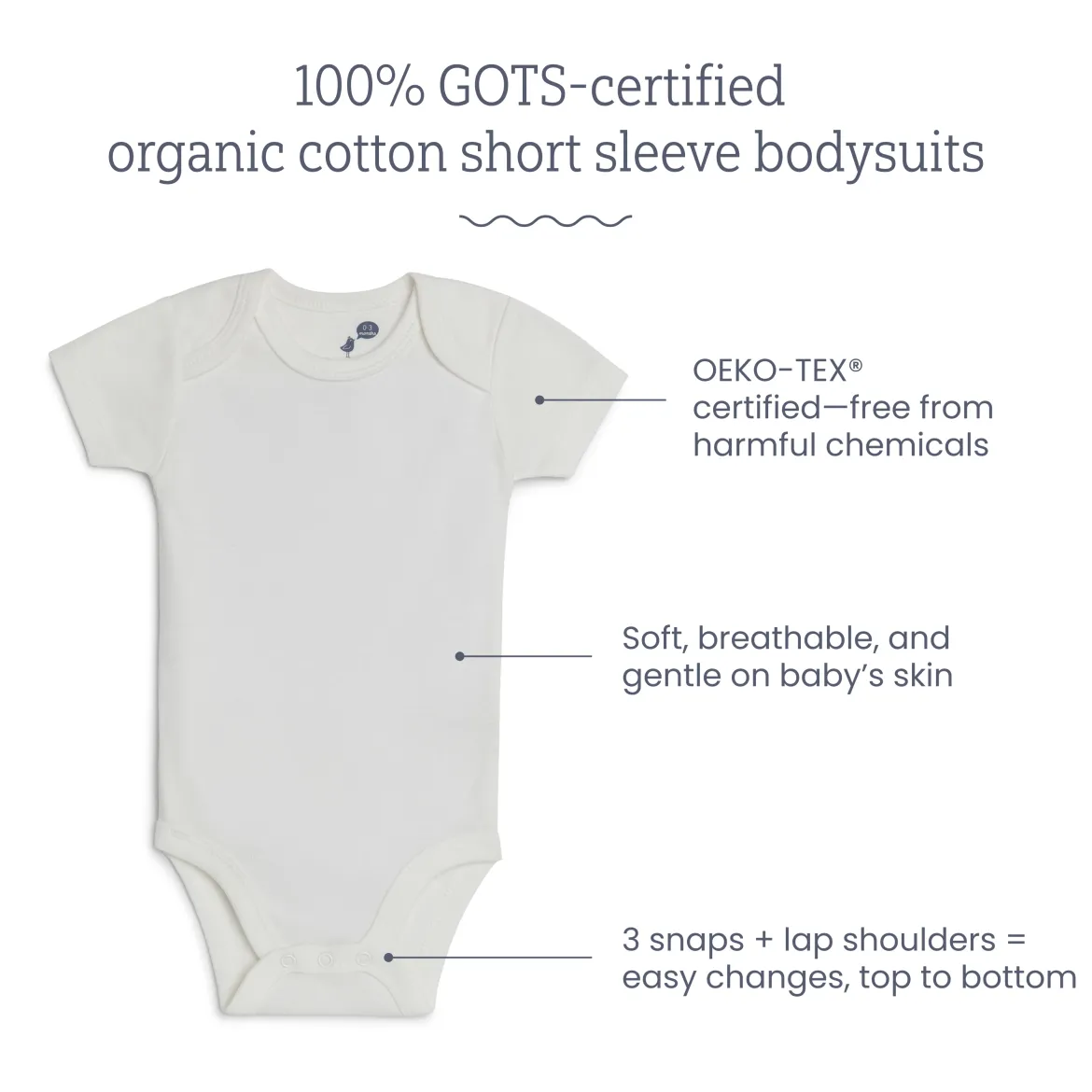 Organic Cotton Grow With Me Short Sleeve Bodysuits (10 Pack)