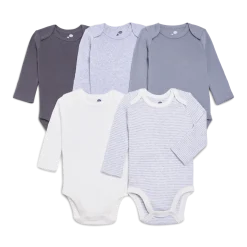 Organic Cotton Long-Sleeve Solid Bodysuits (5 Pack)