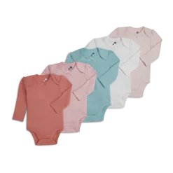 Organic Cotton Long-Sleeve Solid Bodysuits (5 Pack)
