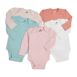 Organic Cotton Long-Sleeve Solid Bodysuits (5 Pack)