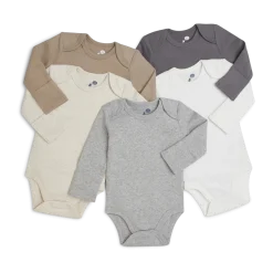 Organic Cotton Long-Sleeve Solid Bodysuits (5 Pack)
