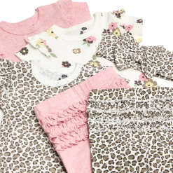 Organic Cotton Ruffle Bodysuit, Pant & Headband 6-Piece Set