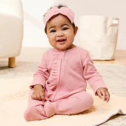 Organic Cotton Ruffle Waffle Footie