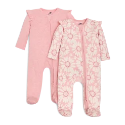 Organic Cotton Ruffle 2-Way Zip Footie (2 Pack)
