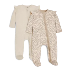 Organic Cotton Ruffle 2-Way Zip Footie (2 Pack)