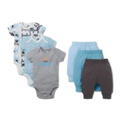 Organic Cotton Short Sleeve Bodysuit & Pant 6-Piece Gift Set