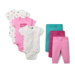 Organic Cotton Short Sleeve Bodysuit & Pant 6-Piece Gift Set
