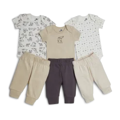 Organic Cotton Short Sleeve Bodysuit & Pant 6-Piece Gift Set