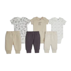 Organic Cotton Short Sleeve Bodysuit & Pant 6-Piece Gift Set
