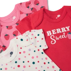 Organic Cotton Short-Sleeve Printed Bodysuit (5 Pack)