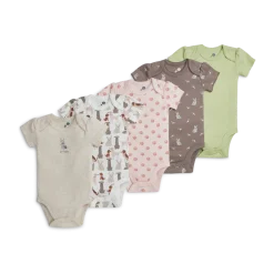 Organic Cotton Short-Sleeve Printed Bodysuit (5 Pack)