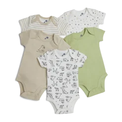 Organic Cotton Short-Sleeve Printed Bodysuit (5 Pack)