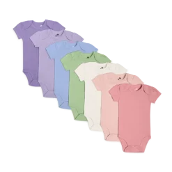 Organic Cotton Solid Short Sleeve Bodysuit (7 Pack)