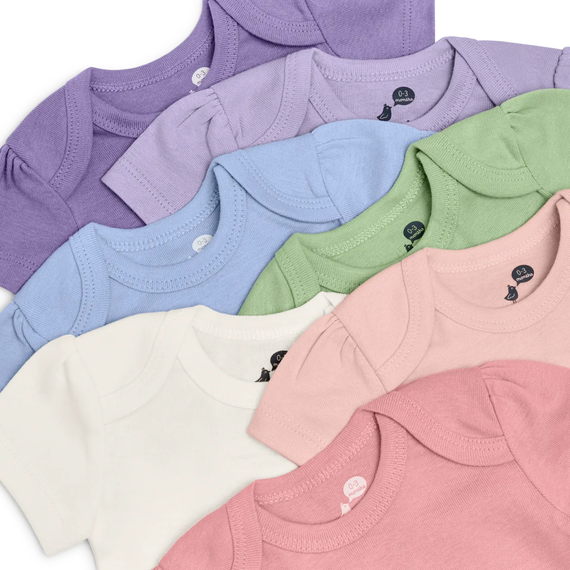 Organic Cotton Solid Short Sleeve Bodysuit (7 Pack)