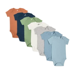 Organic Cotton Solid Short Sleeve Bodysuit (7 Pack)