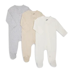 Organic Cotton Solid Zipper Footie (3 Pack)