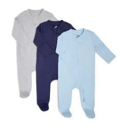 Organic Cotton Solid Zipper Footie (3 Pack)