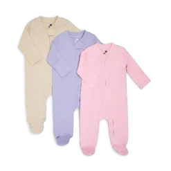 Organic Cotton Solid Zipper Footie (3 Pack)