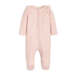 Organic Ruffle Cotton Printed 2-Way Zip Footie