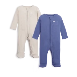 Organic Waffle Zipper Footie (2 Pack)
