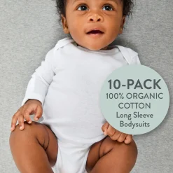 10-Pack Organic Cotton Long Sleeve Bodysuits