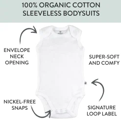 10-Pack Organic Cotton Sleeveless Bodysuits, Honestly Pure White