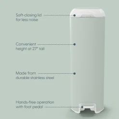 Platinum Stainless Steel Diaper Pail with Easy Roll Refill Bags