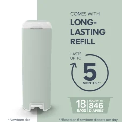 Platinum Stainless Steel Diaper Pail with Easy Roll Refill Bags