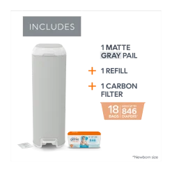 Platinum Stainless Steel Diaper Pail with Easy Roll Refill Bags