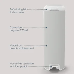 Platinum Stainless Steel Diaper Pail with Easy Roll Refill Bags