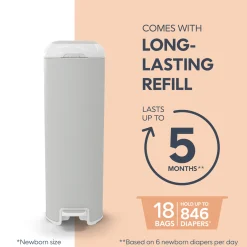Platinum Stainless Steel Diaper Pail with Easy Roll Refill Bags